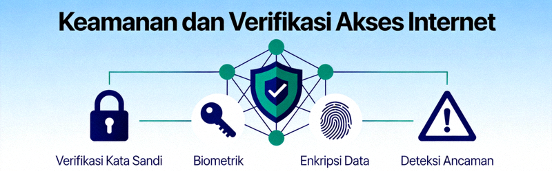 Ilustrasi grafis tentang keamanan dan verifikasi akses internet