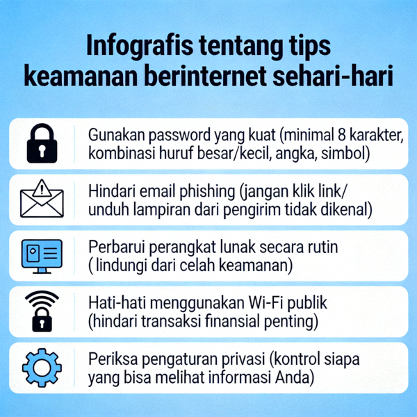 Infografis tentang tips keamanan berinternet sehari-hari